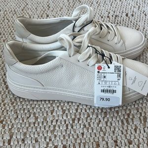 Zara white leather sneakers